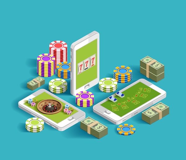 Игры казино на нескольких мобильных экранах